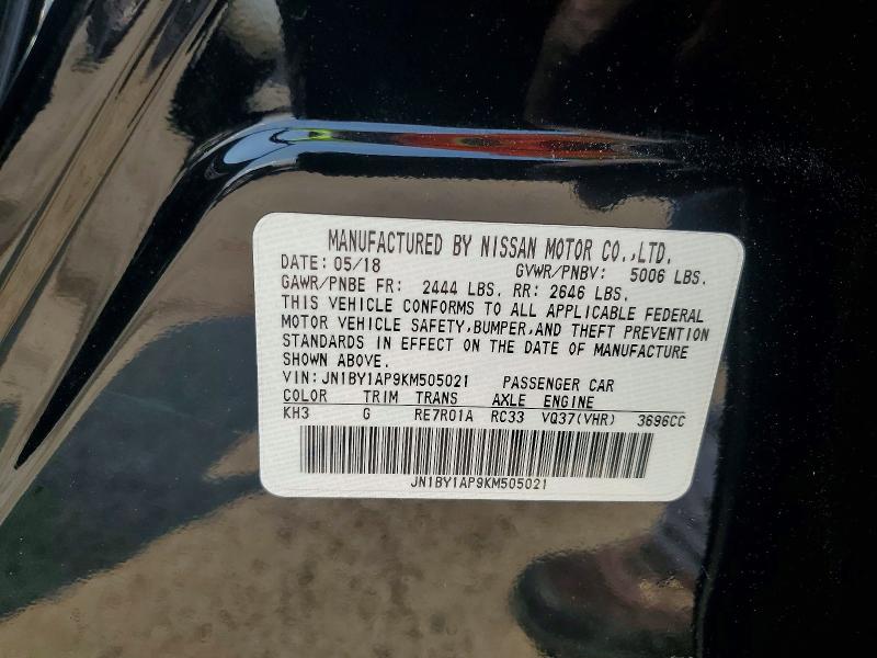 50406786 :رقم المزاد ، JN1BY1AP9KM505021 vin ، 2019 Infiniti Q70 مزاد بيع