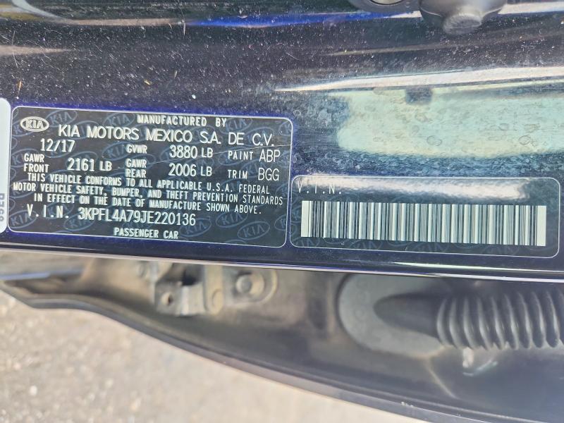 48470626 :رقم المزاد ، 3KPFL4A79JE220136 vin ، 2018 Kia Forte مزاد بيع