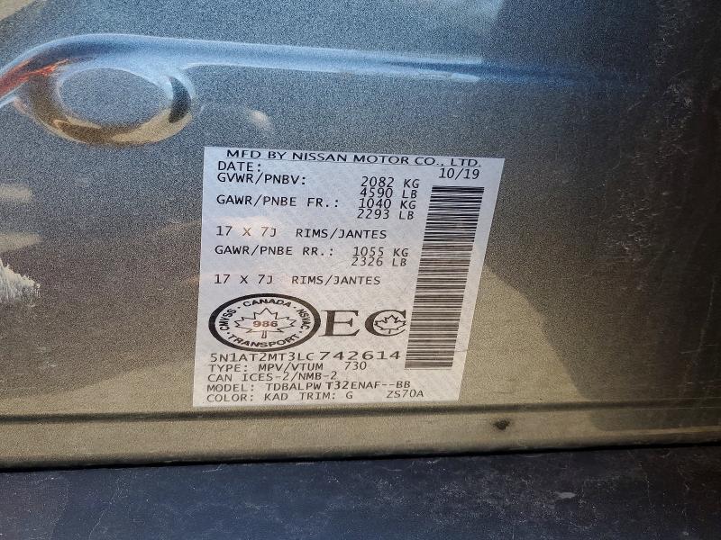 2020 Nissan Rogue მანქანა იყიდება აუქციონზე, vin: 5N1AT2MT3LC742614, აუქციონის ნომერი: 50570946
