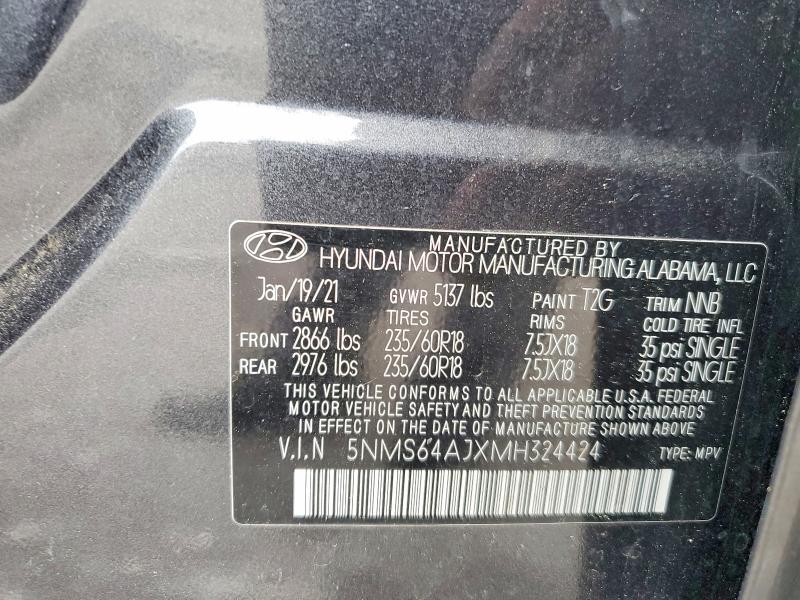 51438546 :رقم المزاد ، 5NMS64AJXMH324424 vin ، 2021 Hyundai Santa Fe مزاد بيع