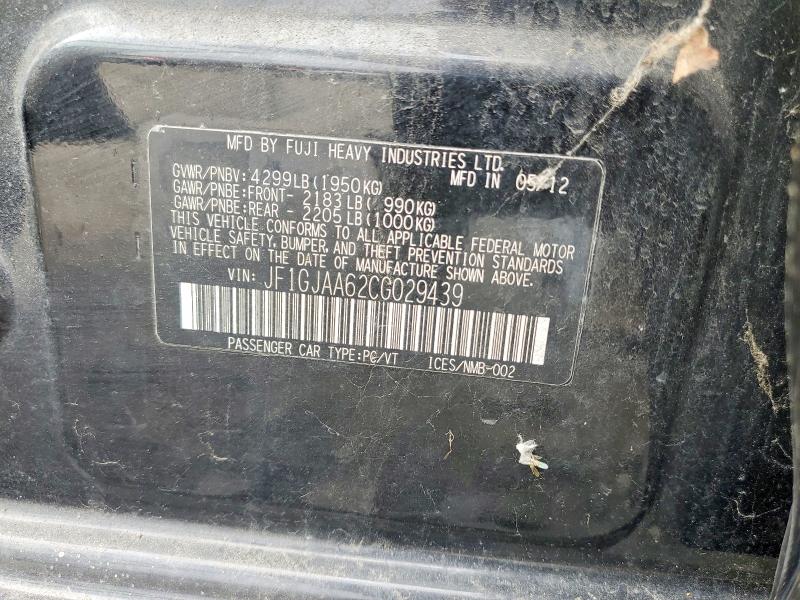 2012 Subaru Impreza მანქანა იყიდება აუქციონზე, vin: JF1GJAA62CG029439, აუქციონის ნომერი: 50696286