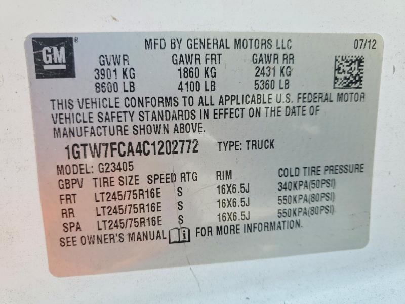 Продажа на аукционе авто 2012 Gmc Savana, vin: 1GTW7FCA4C1202772, номер лота: 51377066