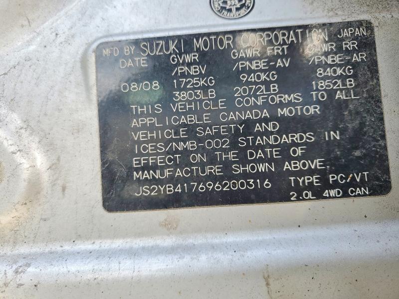 Aukcja sprzedaży 2009 Suzuki Sx4, vin: JS2YB417696200316, numer aukcji: 48269016