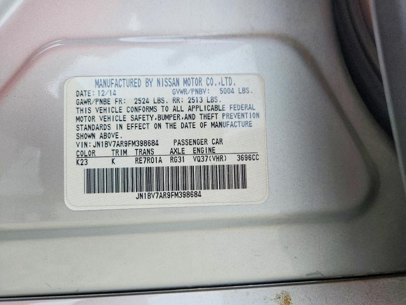 49153116 :رقم المزاد ، JN1BV7AR9FM398684 vin ، 2015 Infiniti Q50 مزاد بيع