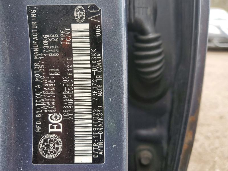 50024766 :رقم المزاد ، 2T1BURHE5EC181210 vin ، 2014 Toyota Corolla مزاد بيع
