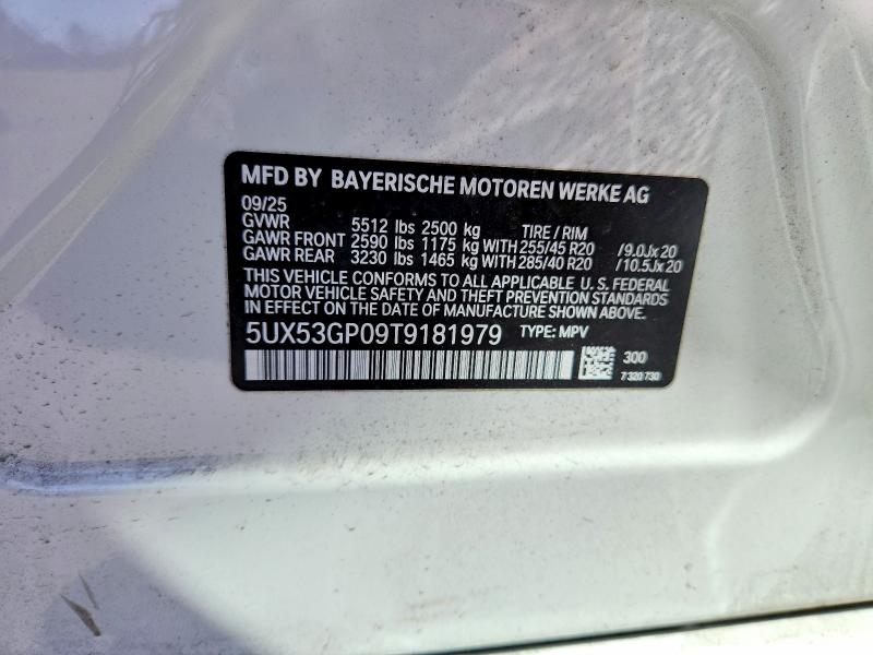 51443826 :رقم المزاد ، 5UX53GP09T9181979 vin ، 2026 Bmw X3 مزاد بيع