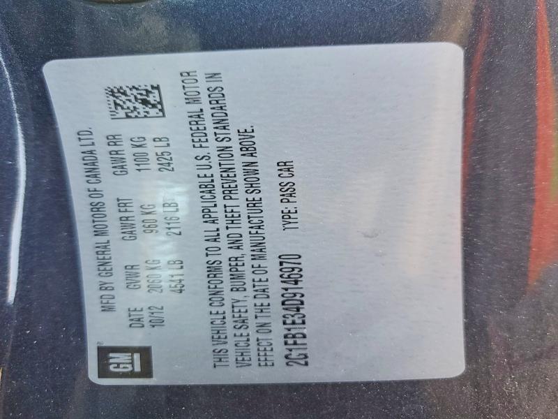 52013066 :رقم المزاد ، 2G1FB1E34D9146970 vin ، 2013 Chevrolet Camaro مزاد بيع
