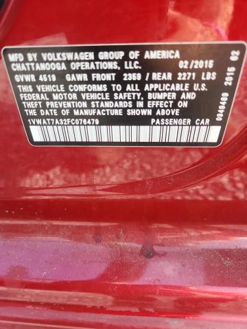 Продаж на аукціоні авто 2015 Volkswagen Passat, vin: 1VWAT7A32FC076479, номер лоту: 51646326
