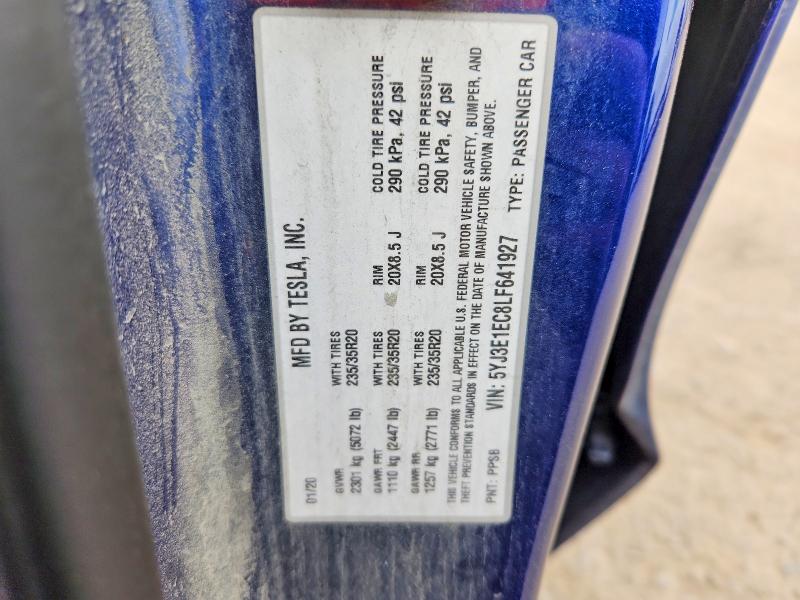 Продаж на аукціоні авто 2020 Tesla Model 3, vin: 5YJ3E1EC8LF641927, номер лоту: 50894026