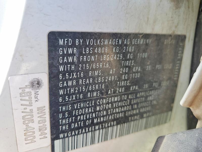 49675526 :رقم المزاد ، WVGAV3AX6EW576498 vin ، 2014 Volkswagen Tiguan مزاد بيع