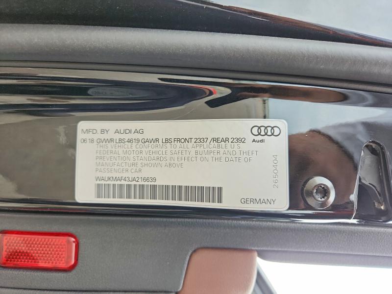 Продаж на аукціоні авто 2018 Audi A4, vin: WAUKMAF43JA216639, номер лоту: 47934216