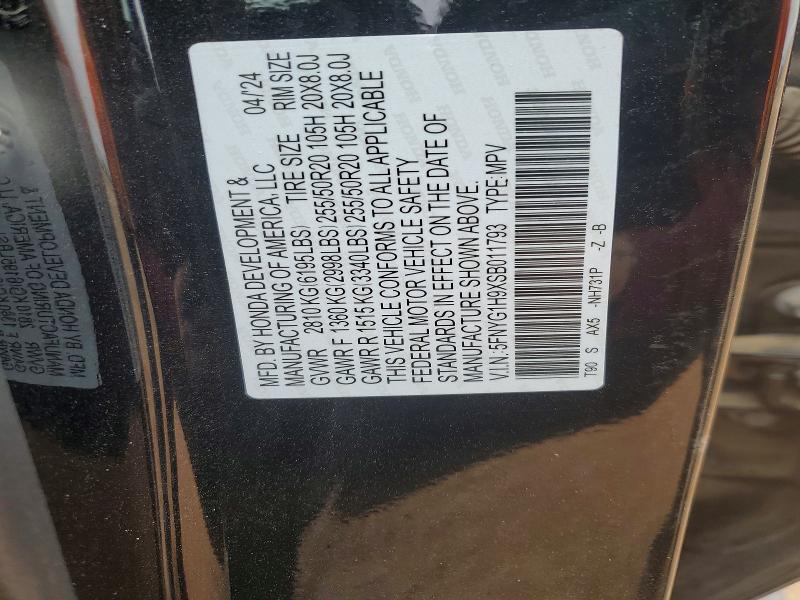 Aukcja sprzedaży 2025 Honda Pilot, vin: 5FNYG1H9XSB011793, numer aukcji: 50563216