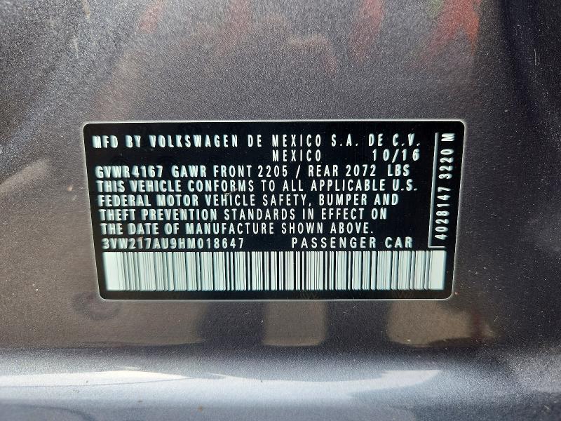 Aukcja sprzedaży 2017 Volkswagen Golf, vin: 3VW217AU9HM018647, numer aukcji: 48525856