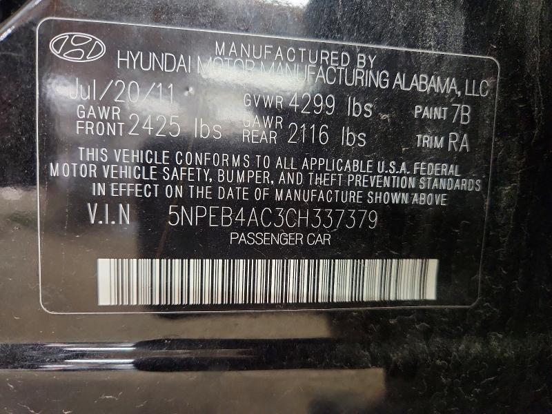 Продажа на аукционе авто 2012 Hyundai Sonata, vin: 5NPEB4AC3CH337379, номер лота: 50743746