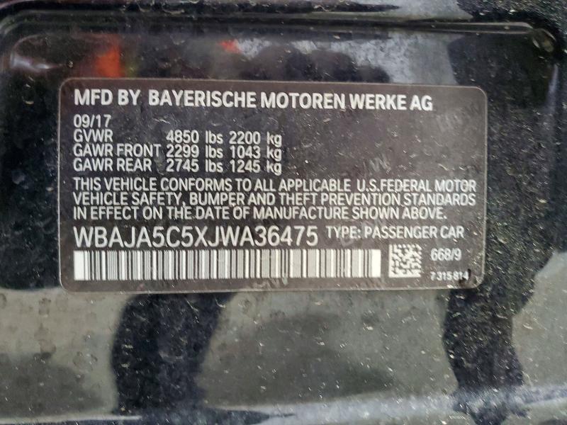 48177946 :رقم المزاد ، WBAJA5C5XJWA36475 vin ، 2018 Bmw 530 مزاد بيع