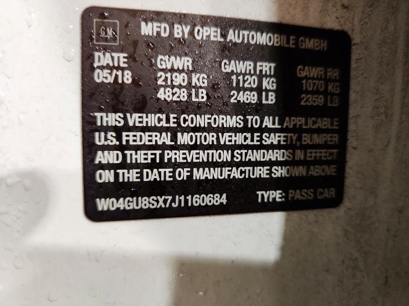 2018 Buick Regal Tourx მანქანა იყიდება აუქციონზე, vin: W04GU8SX7J1160684, აუქციონის ნომერი: 51436726