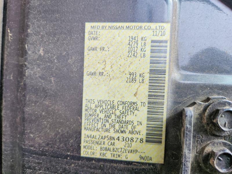 2011 Nissan Altima მანქანა იყიდება აუქციონზე, vin: 1N4AL2AP5BN430878, აუქციონის ნომერი: 51761186