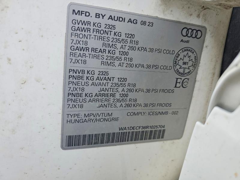 Aukcja sprzedaży 2024 Audi Q3 Komfort 45 2.0 Tf, vin: WA1DECF36R1025704, numer aukcji: 48114296