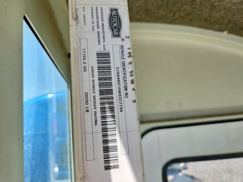 Продажа на аукционе авто 2019 Autocar Xspotter, vin: 516G4GC10KH227736, номер лота: 50952876