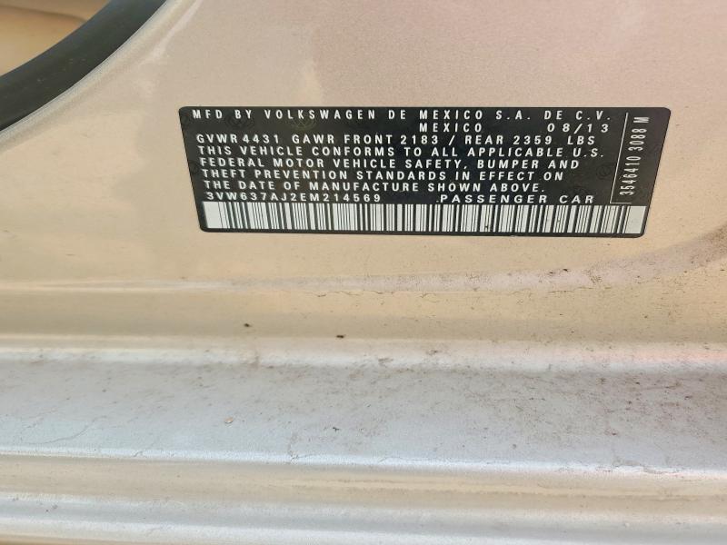 49687106 :رقم المزاد ، 3VW637AJ2EM214569 vin ، 2014 Volkswagen Jetta مزاد بيع
