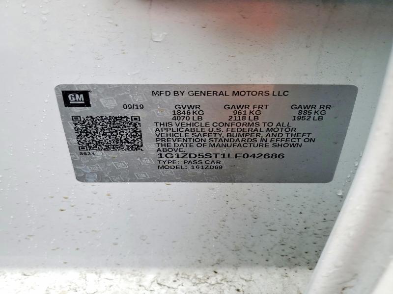 Auction sale of the 2020 Chevrolet Malibu, vin: 1G1ZD5ST1LF042686, lot number: 49918796