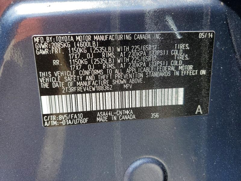 Auction sale of the 2014 Toyota Rav4, vin: 2T3RFREV4EW188362, lot number: 48656056