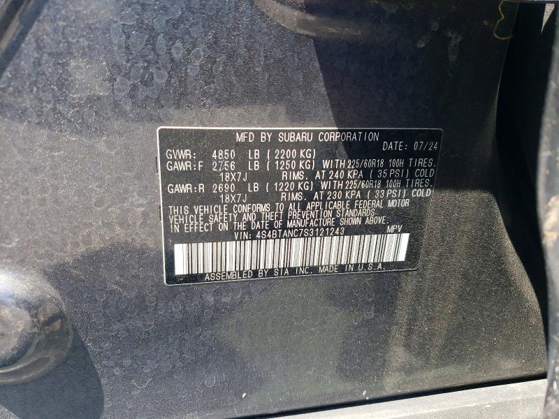 Auction sale of the 2025 Subaru Outback, vin: 4S4BTANC7S3121243, lot number: 50527056
