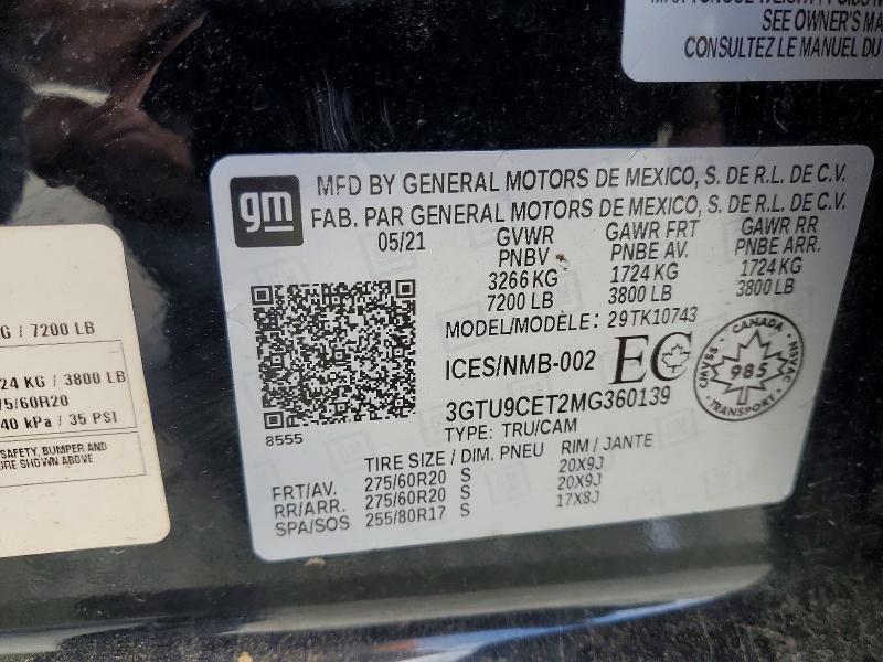 Aukcja sprzedaży 2021 Gmc Sierra, vin: 3GTU9CET2MG360139, numer aukcji: 49611236
