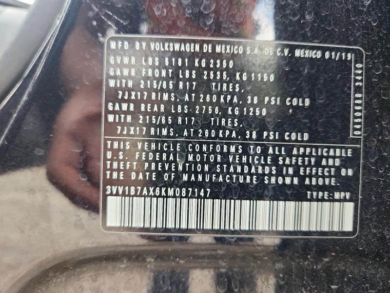 Aukcja sprzedaży 2019 Volkswagen Tiguan, vin: 3VV1B7AX6KM087147, numer aukcji: 48138716