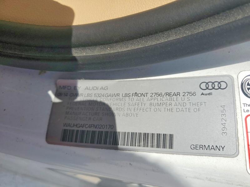 2015 Audi A6 მანქანა იყიდება აუქციონზე, vin: WAUHGAFC4FN020170, აუქციონის ნომერი: 48518736