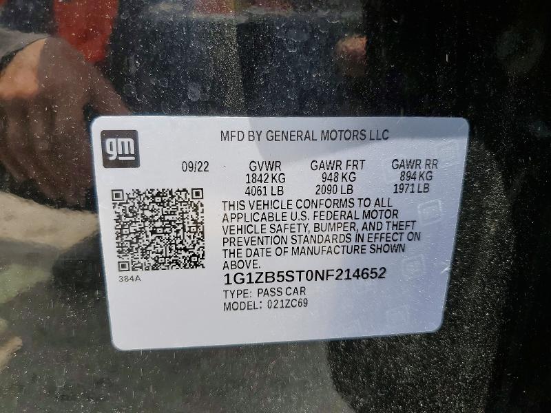 Продажа на аукционе авто 2022 Chevrolet Malibu, vin: 1G1ZB5ST0NF214652, номер лота: 51822836