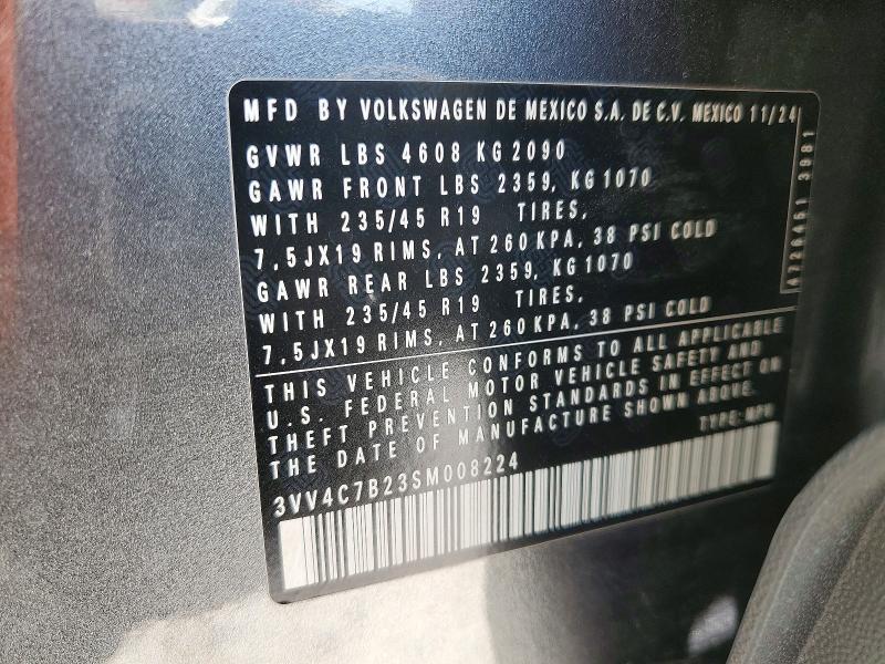 51683466 :رقم المزاد ، 3VV4C7B23SM008224 vin ، 2025 Volkswagen Taos مزاد بيع