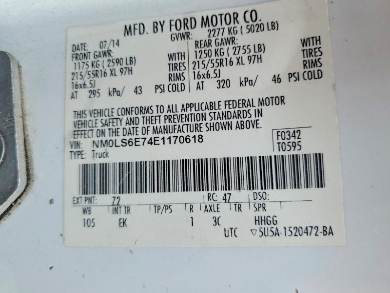 2014 Ford Transit Connect მანქანა იყიდება აუქციონზე, vin: NM0LS6E74E1170618, აუქციონის ნომერი: 49334816
