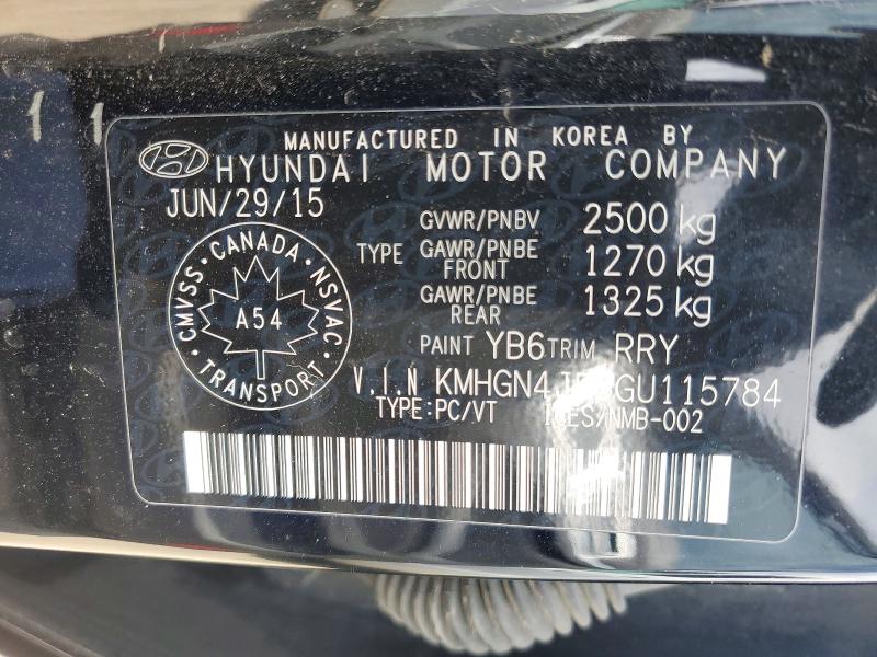 Aukcja sprzedaży 2016 Hyundai Genesis, vin: KMHGN4JE8GU115784, numer aukcji: 50411556