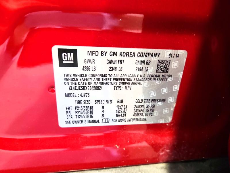 48072596 :رقم المزاد ، KL4CJCSBXEB650924 vin ، 2014 Buick Encore مزاد بيع