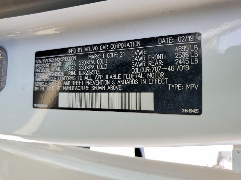 48114536 :رقم المزاد ، YV4162UM2K2130331 vin ، 2019 Volvo Xc40 مزاد بيع