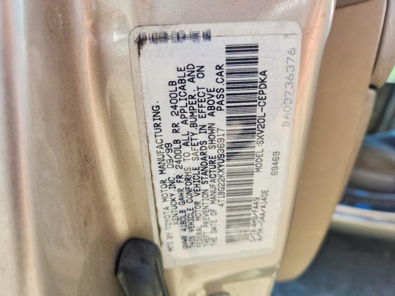 Продажа на аукционе авто 2000 Toyota Camry, vin: 4T1BG22KXYU936917, номер лота: 48415476