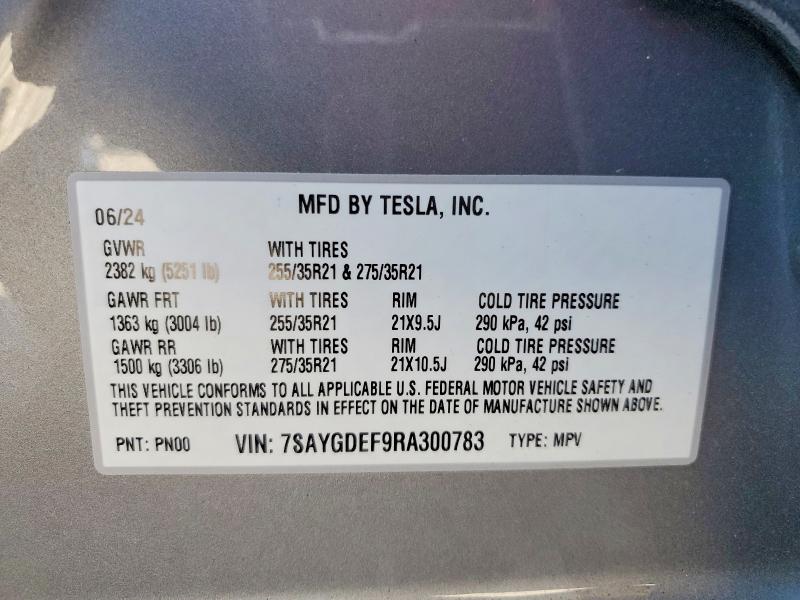 Продажа на аукционе авто 2024 Tesla Model Y, vin: 7SAYGDEF9RA300783, номер лота: 50711226