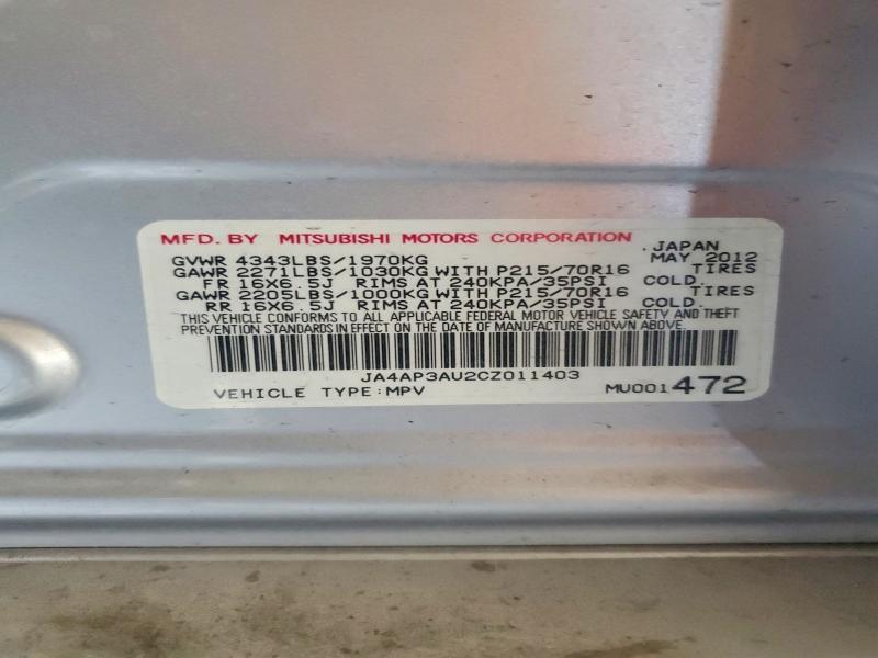 50455566 :رقم المزاد ، JA4AP3AU2CZ011403 vin ، 2012 Mitsubishi Outlander Sport مزاد بيع