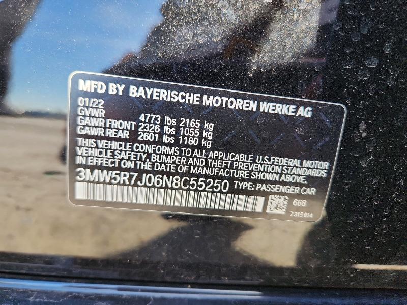 Продажа на аукционе авто 2022 Bmw 330xi, vin: 3MW5R7J06N8C55250, номер лота: 49176346