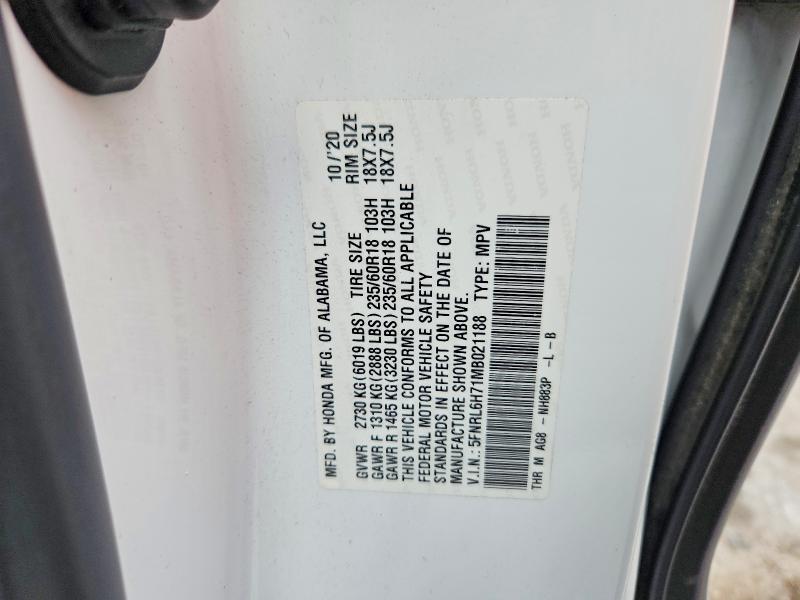 Продажа на аукционе авто 2021 Honda Odyssey, vin: 5FNRL6H71MB021188, номер лота: 50276796