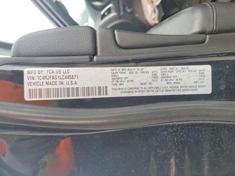 Продаж на аукціоні авто 2020 Jeep Grand Cherokee, vin: 1C4RJFAG1LC445871, номер лоту: 49004416