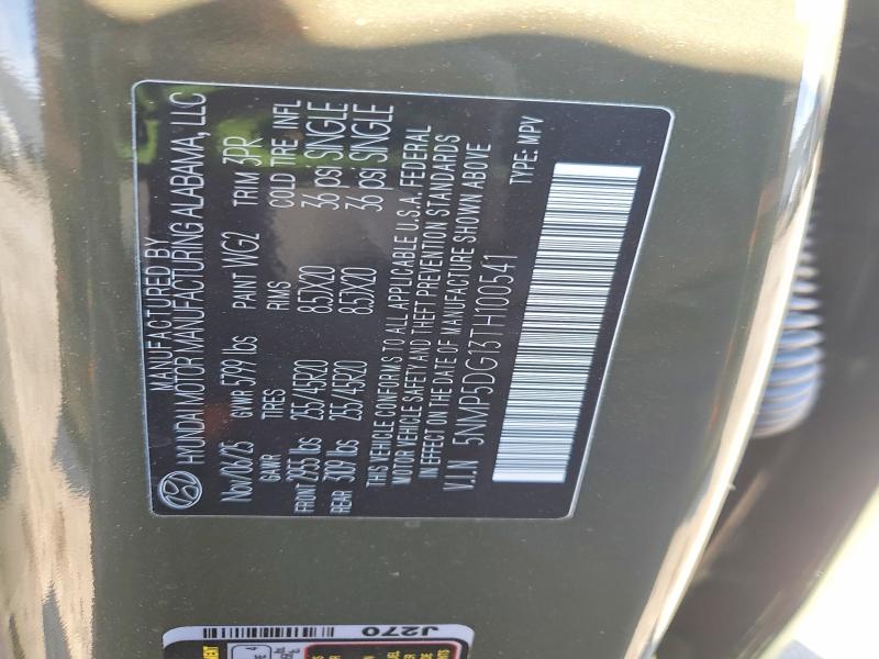 2026 Hyundai Santa Fe Hybrid მანქანა იყიდება აუქციონზე, vin: 5NMP5DG13TH100541, აუქციონის ნომერი: 49009726