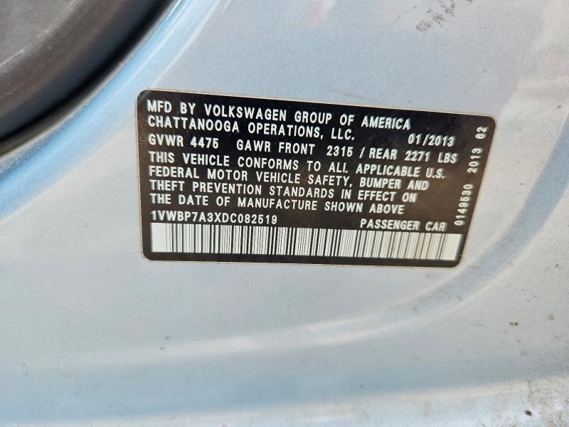 Aukcja sprzedaży 2013 Volkswagen Passat, vin: 1VWBP7A3XDC082519, numer aukcji: 49437346