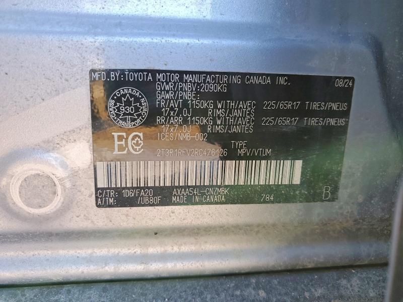 2024 Toyota Rav4 მანქანა იყიდება აუქციონზე, vin: 2T3R1RFV2RC476126, აუქციონის ნომერი: 49908706