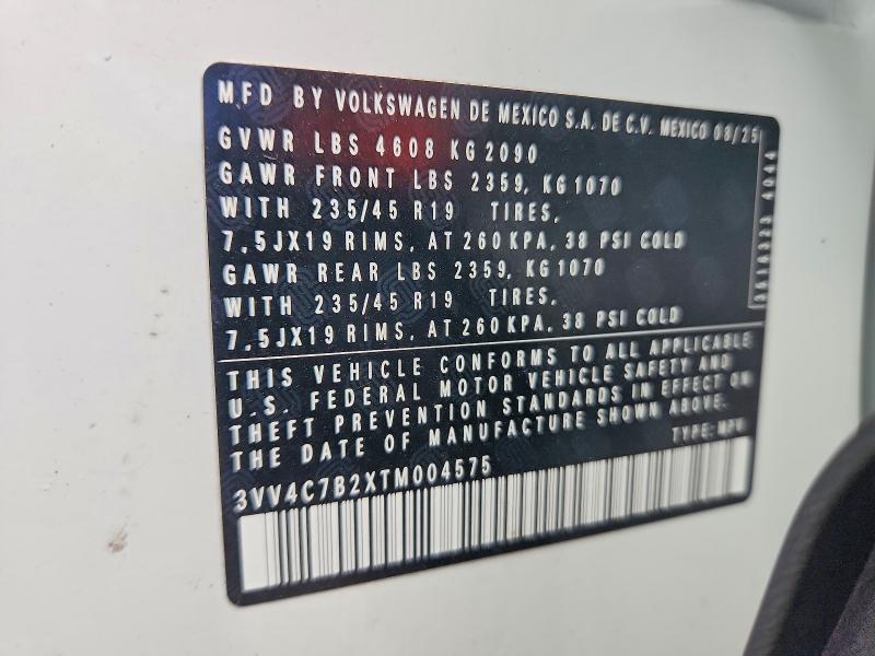 49719496 :رقم المزاد ، 3VV4C7B2XTM004575 vin ، 2026 Volkswagen Taos مزاد بيع