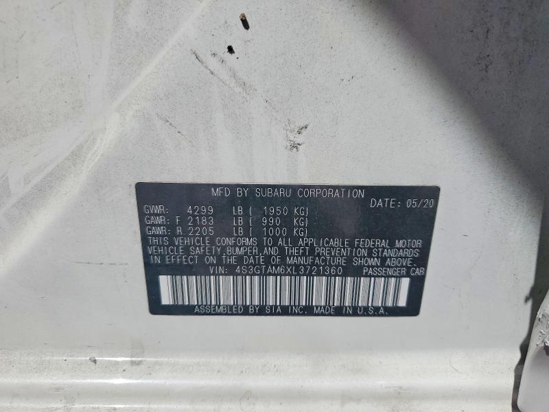 50113086 :رقم المزاد ، 4S3GTAM6XL3721360 vin ، 2020 Subaru Impreza مزاد بيع