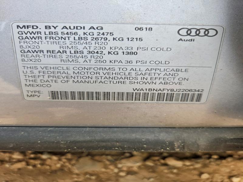 Продажа на аукционе авто 2018 Audi Q5, vin: WA1BNAFY8J2206342, номер лота: 49576286