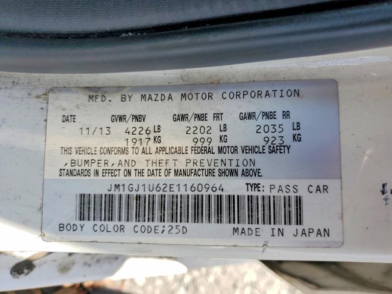49158936 :رقم المزاد ، JM1GJ1U62E1160964 vin ، 2014 Mazda 6 مزاد بيع