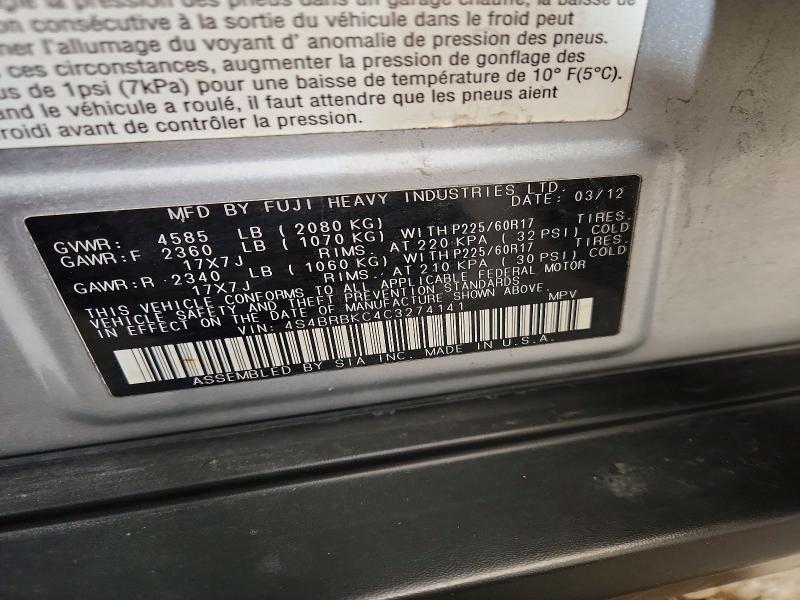 Aukcja sprzedaży 2012 Subaru Outback, vin: 4S4BRBKC4C3274141, numer aukcji: 49412646